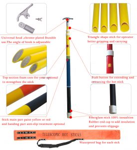 FRP fiberglass insulated adjustable Telescopic Hot Stick/Link Stick/Operating Rod